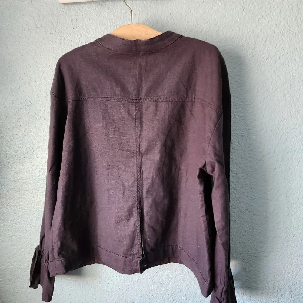 Caslon linen cotton blend snap button paper bag cuffs light jacket